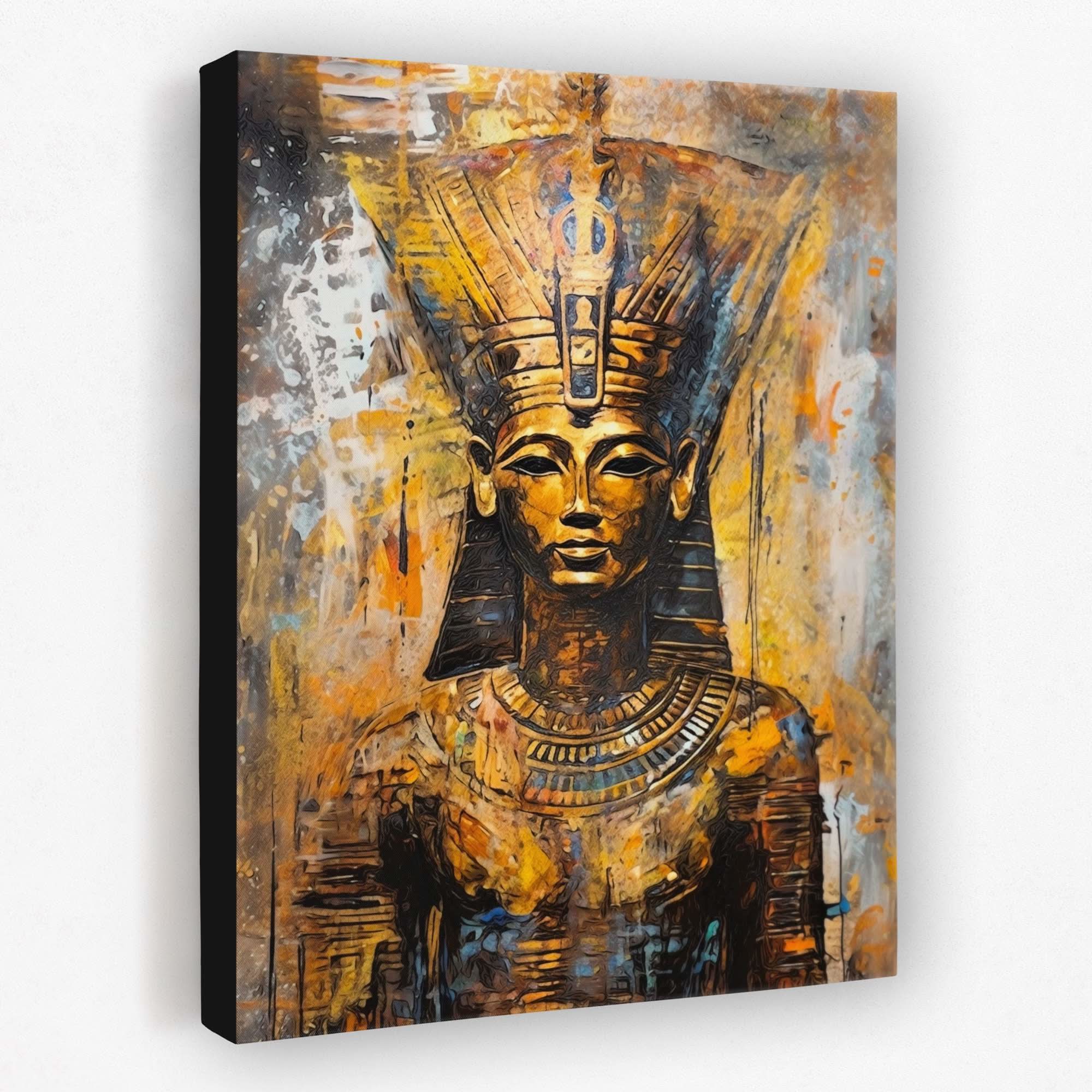 A serene minimalist living room featuring a single large canvas print with clean lines and a muted two-tone palette on a white wall